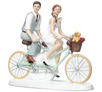 dekora - Sposini per Torta Matrimonio “Coppia in bicicletta” - 16 x 18 cm di altezza - Cake topper Matrimonio in Resina - Statuine Sposi per torta Nuziale - Base adatta al contatto alimentare