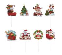 dekora - Stecchini di Natale in 8 Modelli - Topper per Decorare Cupcake, Muffin, Torte e Altri Dolci - Decorazioni Natalizie per Torte e Pasticceria - 48 Pezzi