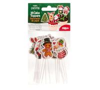 dekora - Stecchini di Natale in 8 Modelli - Topper per Decorare Cupcake, Muffin, Torte e Altri Dolci - Decorazioni Natalizie per Torte e Pasticceria - 16 Pezzi