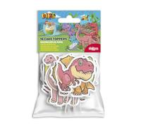 dekora, Topper per cupcake a forma di dinosauro, decorazione per torta di compleanno per bambini, in carta, perfetta per decorare feste a tema dinosauri, 16 pezzi, 10,5 x 7 cm