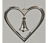 Dekoration A Forma Di Cuore Con Campanella Per Tavolo Argento 13x13 Cm