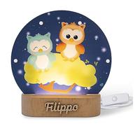DEKORI | Lampada Personalizzata Con Nome | Luce Led Notturna Per Camera Da Letto | Cameretta Bambini | Idea Regalo | Compleanno | Idea Regalo Natale (Gufo)