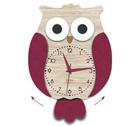 DEKORI Orologio gufo con pendolo. Meccanismo ultra silenzioso. Arreda e rallegra ogni ambiente della casa, cucina salotto cameretta. Prodotto in Italia.