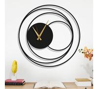 Dekory Sphere Orologio da parete moderno minimalista di design, movimento al quarzo silenzioso, metallo nero, extra grande per soggiorno, sala da pranzo, ufficio - 80 cm