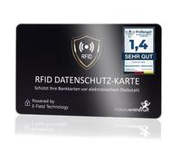 DEKRA + EMV, scheda di protezione RFID a 360°, protezione RFID, blocco NFC, per portafoglio, grande, Rfid Blocker, carta nera, confezione da 1 (per 1 portafoglio), 1x RFID Blocker Karte Schwarz