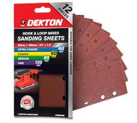 Dekton DT80760 Hook & Loop fogli abrasivi misti, 240 V, nero/rosso, 93 mm x 185 mm, confezione da 12 pezzi