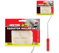 Dekton Set di 3 rulli per radiatore, vassoio da 10,2 cm, manico da 10,2 cm e 3 mini ricariche a rullo (microfibra e micromix verde), ideale per radiatori, piccole superfici, fai da te e pittura