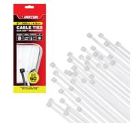 Dekton Set di 60 fascette fermacavi, 4,8 mm x 200 mm, bianche, resistenti, resistenti alle alte temperature, denti autobloccanti, ideali per cavi, tubazioni, giardinaggio e fili, uso interno ed