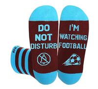 Dekzked Calza di Natale per uomini e donne, regalo di compleanno per gli appassionati di calcio, con scritta in lingua inglese "Do Not Disturb I'm Watching", taglie 38-46, Calcio-Borgogna, Taglia