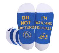 Dekzked Calza di Natale per uomini e donne, regalo di compleanno per gli appassionati di calcio, con scritta in lingua inglese "Do Not Disturb I'm Watching", taglie 38-46, Calcio - Blu reale, Taglia