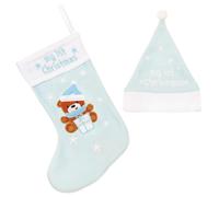 Del Bambino Primo Natale Bavaglino,Calza E Cappello Rosa O Blu - Scegli Articolo