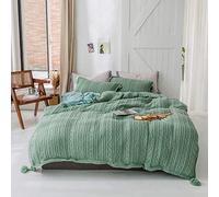 del Copripiumino Invernale piumone da Letto Set di coperture per Trapunta Doppio Foglio a Doppia in Flanella Super Morbida magnifica Accogliente (Green King)