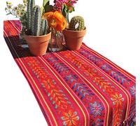 Del Mex Woven Rebozo Style Mexican Table Runner Scarf (Red)