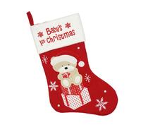 Del Neonato 1st Calza Natale Interamente Foderato - Ricamato Orsacchiotto Design