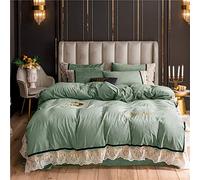 del piumone Biancheria Matrimoniale Piumini Inverno Grigio da Letto a Doppio Set di coperture per Trapunta Spessa Calda Flanella gemello Piatto (Green King)