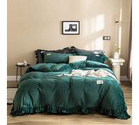 del piumone Letti Velluto Biancheria da Letto Copertura Inverno Copripiumino Doppio kin in Flanella Calda a Doppia Dimensione 4 Pezzi Set di coperture per Trapunta (Green King)