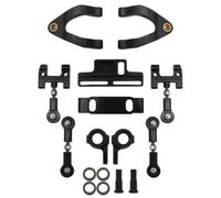 Del Set Tazza Dello Sterzo Parti Riparazione Per WPL D12 D42 1/10 Ricambi | Kit Supporto Sterzo Metallo Bracci Oscillanti Superiori Inferiori Cuscinetti Maneggevolezza Precisa(Black)