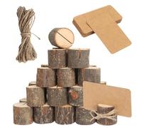 DELAESI 30 Pezzi Segnaposto in Legno Rustico Segnaposto da Tavolo in Legno Segnaposto con 30 Carte e 10m Corda Iuta Segnaposto Matrimonio Carta Titolari Portafoto per Matrimoni Ristoranti Banchetti