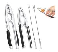 DELAESI Schiaccianoci e nocciole, set di 4 schiaccianoci con forchetta, multifunzionale, schiaccianoci Nutcracker per pecan, noce, mandorle, nocciole, pistacchi