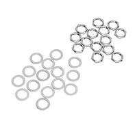 Delaman Kit di rondelle in metallo con dadi filettati femmina G3/8, fissaggio jack per chitarra elettrica, basso, argento, kit di rondelle per dadi per chitarra, include dadi G3/8 e rondelle per dadi