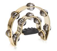 Delaman Percussion Instrument - Tamburello a doppia fila, in metallo con campane placcate, strumento musicale a percussione, giallo, ideale per appassionati di musica e performance