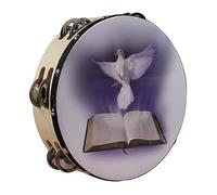 Delaman Percussion Jingles - Tamburello a doppia fila da 20,3 cm, sonagli a percussione per performance di festa, colore originale, giocattolo musicale portatile