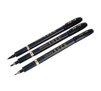 Delaman - Set di 3 penne per calligrafia, con punta morbida, per scrivere caratteri manga (nero)