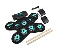 Delaman Set di tamburi elettronici arrotolabili, portatile, pieghevole, con 9 tasti, doppi altoparlanti stereo integrati, pad per esercizi con batteria arrotolabile, per principianti e adulti