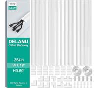 Delamu Cable Hider, copertura per cavi da 645,2 cm, copertura per cavi da parete, copertura per cavi per canalina di cavi, nascondigli per TV a parete, copertura per cavi per la gestione dei cavi, 15