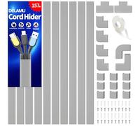 Delamu Canalina Passacavi Muro, 4M Adesiva Canaletta per Cavi Elettrici Verniciabile cavo di correttore Covers, Copertura Per Cavi per Computer A Casa O In Ufficio, 10 Pezzi L400mm*W24mm*H14mm, grigio