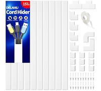 Delamu Canalina Passacavi Muro, 4M Adesiva Canaletta per Cavi Elettrici Verniciabile cavo di correttore Covers, Copertura Per Cavi per Computer A Casa O In Ufficio, 10 Pezzi L400mm*W24mm*H14mm, bianco