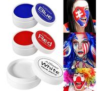 DE'LANCI Blue Red White Face Paint Make-up - Pittura professionale per Halloween e corpo, crema per il viso per cosplay da palcoscenico, scheletro di clown zombie sfx, 200 ml