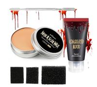 DE'LANCI Kit trucco per Halloween SFX sangue artificiale + modellazione cicatrice cera, Halloween Special Effects Makeup Kit Fake Blood Cicatrici Tagli Cicatrici Graffi Su Vampiro Zombie Costume