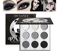 DE'LANCI Palette Ombretti Nero Smokey, Trucco Ombretto Occhi Goth Eyeshadow Palette 9 Colori Nero Argento Grigio Bianco, Palette Ombretto Professionali Opachi per Gotico Halloween Makeup SFX Scheletro