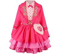 Delanhon Costume da principessa rosa acceso da bambina con borsa a forma di cuore