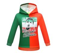Delanhon Felpa con cappuccio unisex per bambini e ragazzi No.7 Match Football Fans Felpa con cappuccio unisex casual 3D Cool felpa pullover regali, Rosso-verde., 6-7 Years