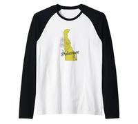 Delaware Mappa Stati Uniti Stati Uniti America Maglia con Maniche Raglan
