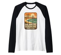 Delaware Seashore - Maglia da pesca Sunset Bridge Coast Delaware Maglia con Maniche Raglan