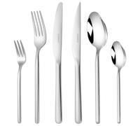Deleca Set di posate in acciaio inox argentato, per 6 persone, 36 pezzi, lavabili in lavastoviglie, per 6 persone, posate da tavola, posate argentate, coltelli, forchette, cucchiai, posate in acciaio