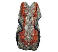 Delena Designs Abito Corto Caftano da Donna Abito Maxi Caftano Abito da Notte Top Colore Arancione