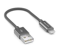 deleyCON 0,15m Lightning 8 Pin Cavo di Ricarica USB Apple MFI per iPhone 14 Pro Max 14 Pro 14 Plus 14 SE 13 Pro Max 13 Pro 13 Mini 12 Pro Max 12 Pro 12 Mini Spina in Metallo & Cavo in Nylon - Grigio