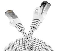 deleyCON 0,25m Cavo LAN CAT7 - Cavo di Rete con Guaina in Rame e Nylon - Cavo Patch RJ45 AWG27 600 MHz 10 Gbit/s S-FTP (PIMF) Cavo Ethernet per Router Internet DSL - Bianco