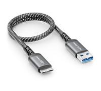 deleyCON 0,30m Cavo USB 3.0 Micro-B Corto 5 Gbps - USB-A a Micro-B - Cavo Dati per Hard Disk Esterni HDD/SSD - per Toshiba, WD, Seagate, Samsung Galaxy S5/Note 3/Note Pro 12,2 ecc.