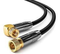deleyCON 1,5m Cavo Antenna SAT Coassiale - HDTV Full HD 4K - Connettore F Angolato 90° a Connettore F Dritto - Nero