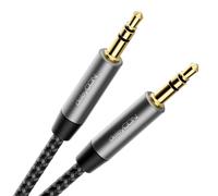 deleyCON 1,5m Cavo Audio AUX Stereo Jack 3,5 mm in Nylon - Connettori in Metallo - per Smartphone, Tablet, Cuffie, Hi-Fi, Ricevitore - Nero