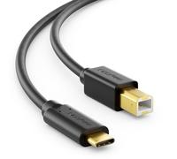 deleyCON 1,5m Cavo USB-C per Stampante (Per Stampanti, Scanner, MIDI) Cavo USB-C a USB-B per Samsung Epson HP Canon Brother iPhone 17 16 15 Notebook Tablet PC MacBook
