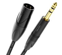 deleyCON 1,5m XLR a 6,35mm Jack Stereo - Cavo Microfono Audio Adattatore AUX - Qualità Studio - in puro Rame OFC (AWG24) Connettore XLR a Connettore Jack 6,35mm - Blocco Metallo