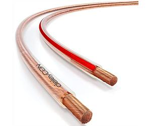 deleyCON 10m Cavo Altoparlante 2x 4,0 mm² - Puro Rame - OFC Speaker Cable Cavo - Audio Box Cavo per Altoparlanti HiFi & Surround - Marcatura Della Polarità - Trasparente