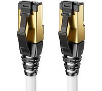 deleyCON 10m Cavo LAN CAT8.1 Patch Rete - Cavo RJ45 LAN DSL Rame Schermatura S/FTP 2000 MHz 40 Gbit - CAT.8 Ethernet Connettore RJ45 Placcato Oro - Bianco