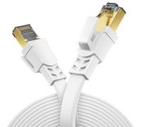 deleyCON 10m Cavo LAN Piatto CAT8.1 Cavo di Rete Conduttore in Rame Cavo Patch da 40 Gbit 2000 MHz Cavo Gigabit Ethernet Cavo RJ45 LAN DSL Cavo CAT.8 - Bianco